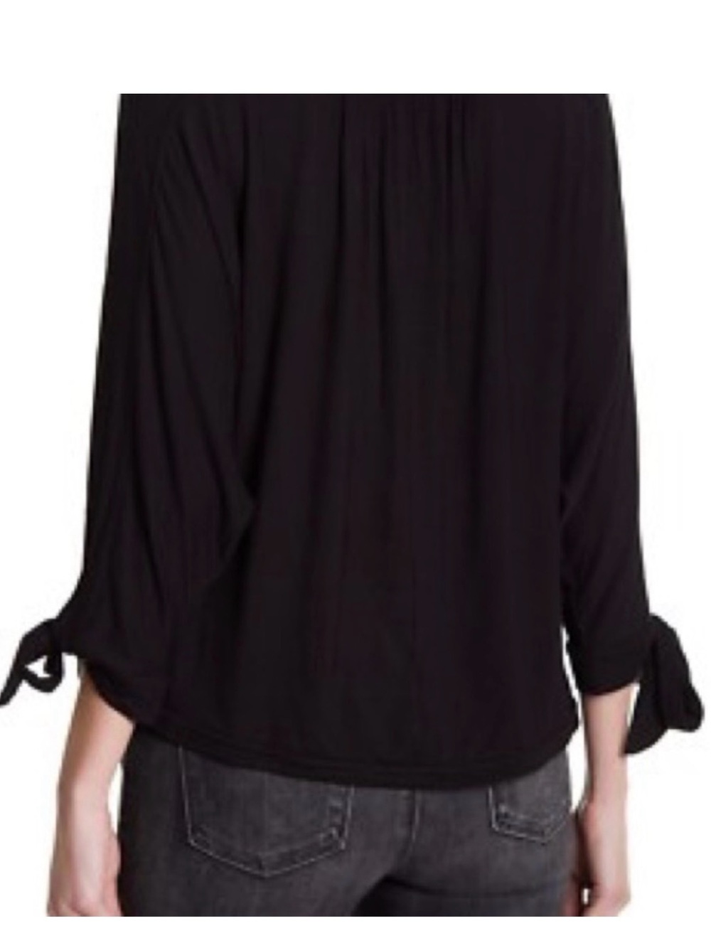 Free People Women’s Black Keyhole Tie-Sleeve Top - Picture 7 of 8